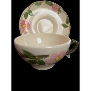 Vintage Franciscan Desert Rose Cup and Saucer Set USA Floral 2pc 50s 60s